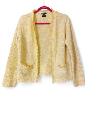 Massimo Dutti Italian Yarn Textured Tweed Fringe Lady Jacket M